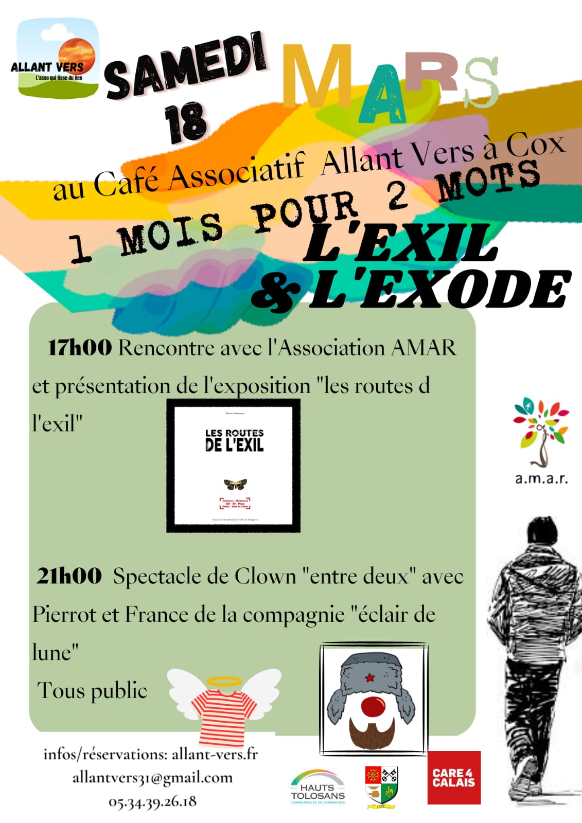 Allant Vers, Mars 2023, Rencontre avec l'association "AMAR" et spectacle e Clown de la Compagnie "éclair de lune"
