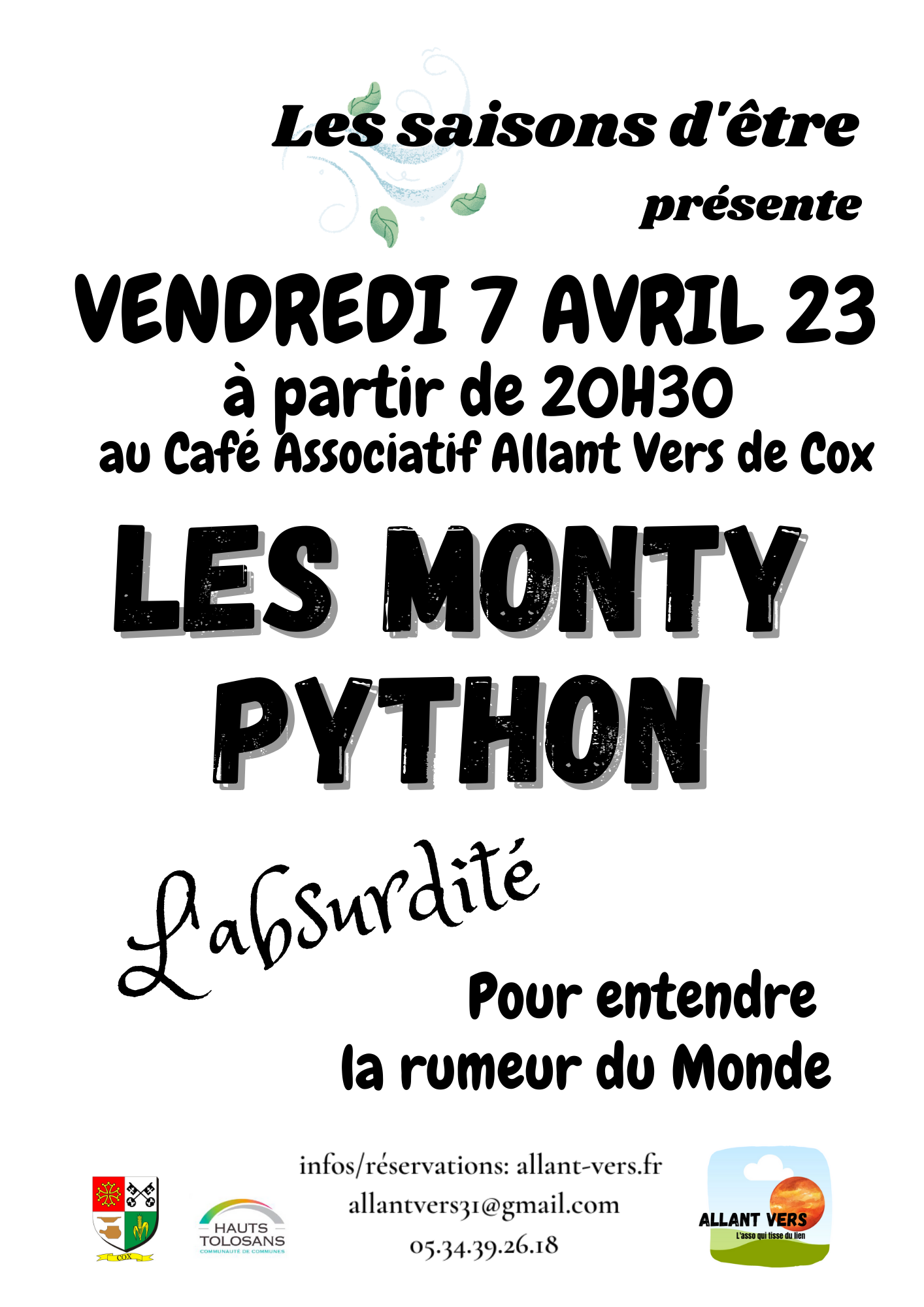 Allant Vers, avril 2023, Les Monty Python