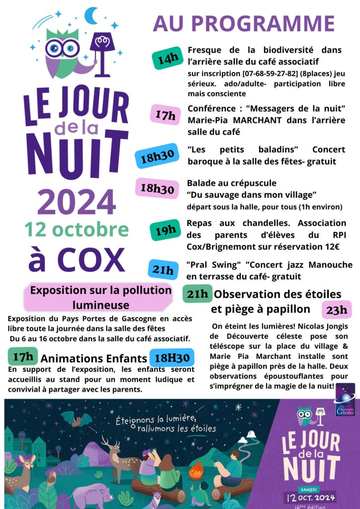 Allant Vers Cox, programme Le jour de la nuit 2024